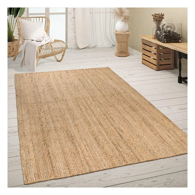 Tapis de salon en fibres naturelles Paco Home - Motif moderne style boho - 200x290 cm - Couleur naturelle
