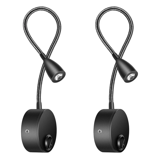 Lampada da Lettura LEDMO con Braccio Flessibile - 2 Pezzi - AC 85-265V 3W - Bianco Caldo