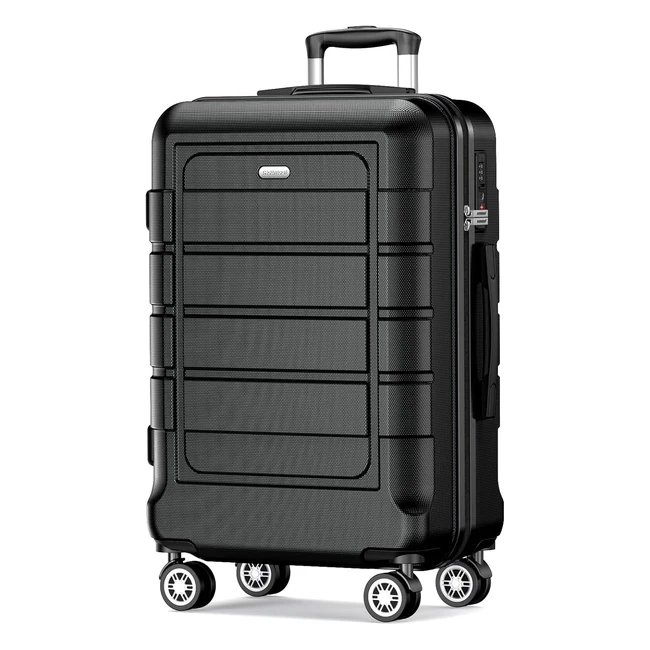 Valise rigide Showkoo 77cm XL - Légère, durable, extensible - 4 roulettes silencieuses 360° - Serrure TSA - Noir