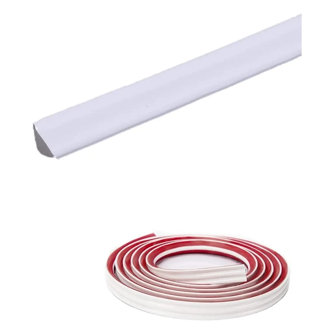 5m PVC Quadrant Trim - Flexible Laminate Beading - Self Adhesive - Corner Edging Strip - Cabinet Countertop Ceiling - Skirting Board - Moulding Trim - Caulk Strip - #DIY