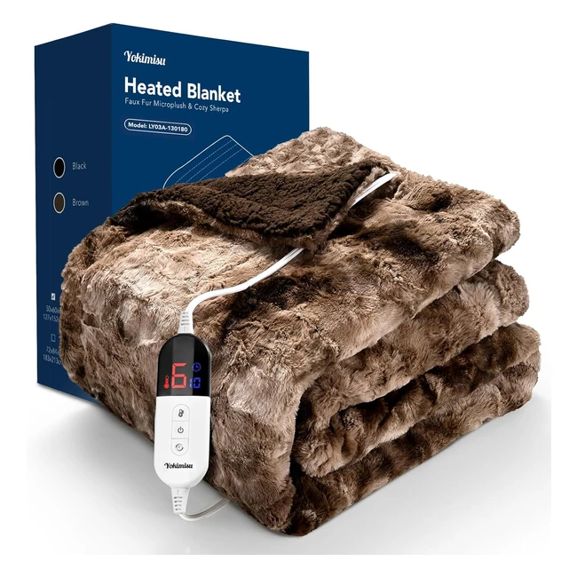 Manta eléctrica 180x130cm doble cara, apagado automático, lavable, 6 niveles de calentamiento