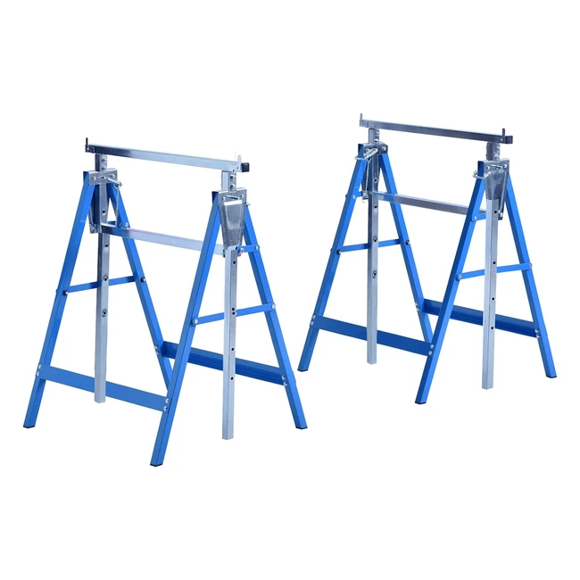 Lot de 2 tréteaux pliables télescopiques hauteur réglable 80130 cm bleu - Polyvalent et pratique