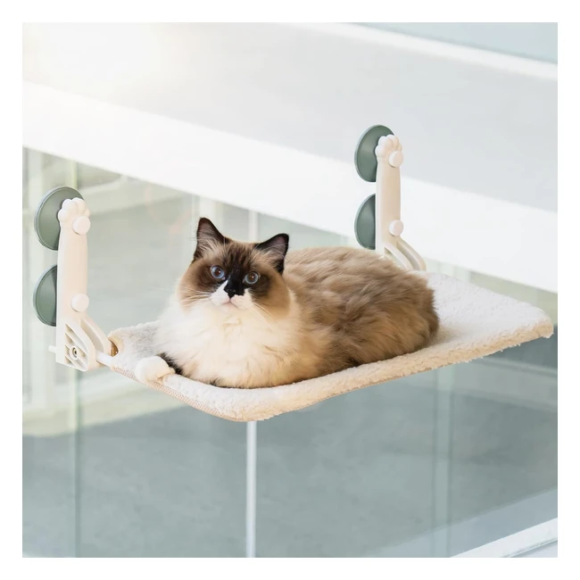 Hamaca plegable para gatos Mewoofun, ventana con ventosa fuerte, soporta hasta 18kg, beige