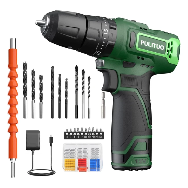 Trapano Avvitatore Batteria Pulituo 12V - 2 Velocità 35Nm - 48 Accessori