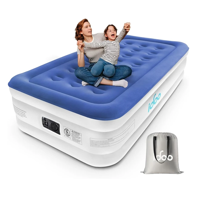idoo Single Air Bed with Electric Pump - Quick InflationDeflation - Portable Ca