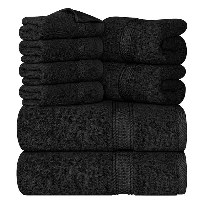 Utopia Towels 8 Piece Towel Set - Soft Absorbent Hotel Quality - Black