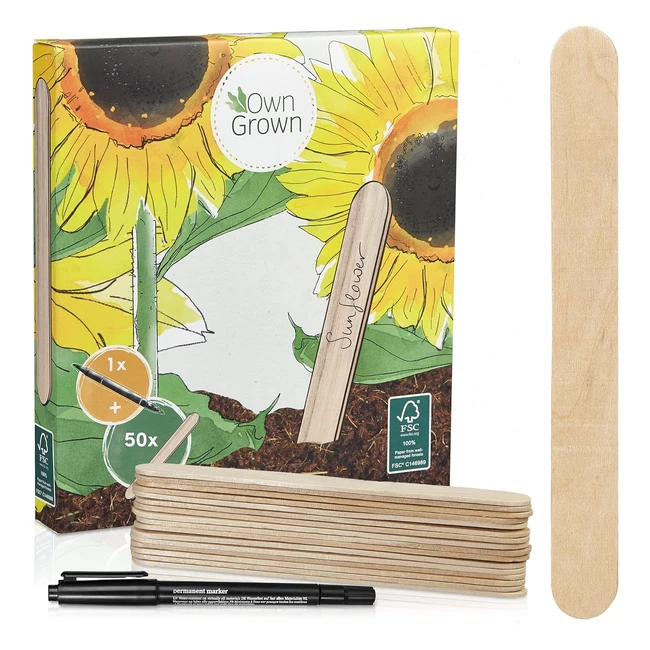 Premium Holzschilder zum Beschriften - Set mit 50x Pflanzschilder und Stift