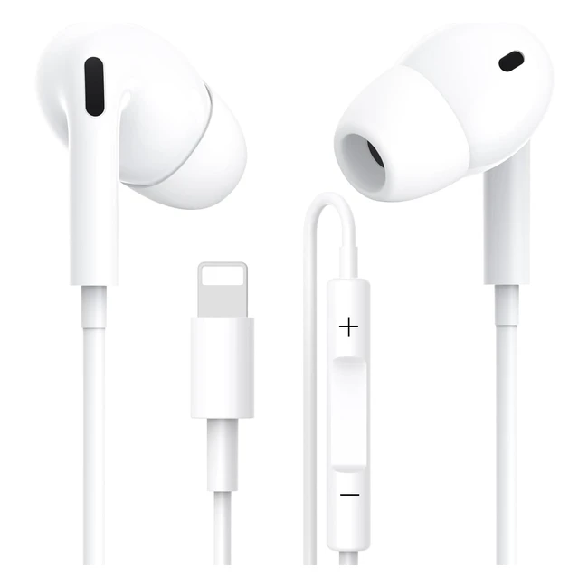 Écouteurs Intraauriculaires iPhone Certifiés MFI - Stéréo HiFi avec Microphone Intégré et Contrôle du Volume - Plug and Play