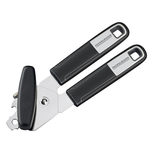 Apriscatole Fackelmann 20 cm Sense - Ergonomico e Antiscivolo - Levacapsule e Apribottiglie - Argentonero