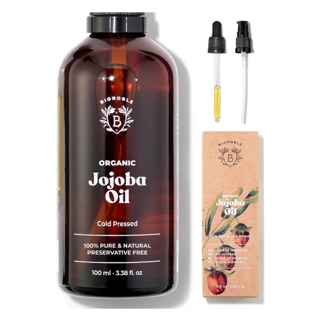 Bionoble Organic Jojoba Oil 100ml - 100 Pure  Natural Cold Pressed for Face