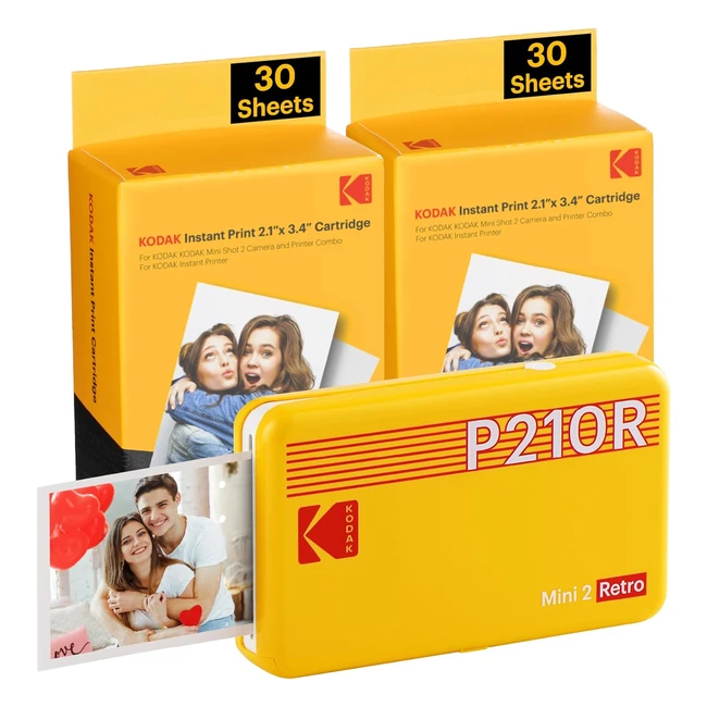 Kodak Mini 2 Retro 4Pass Mobile Photo Printer - Print Anywhere Anytime