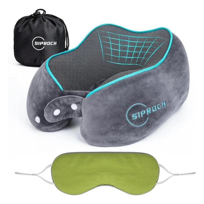 Coussin de voyage mémoire de forme avec masque pour les yeux - Confort ultime