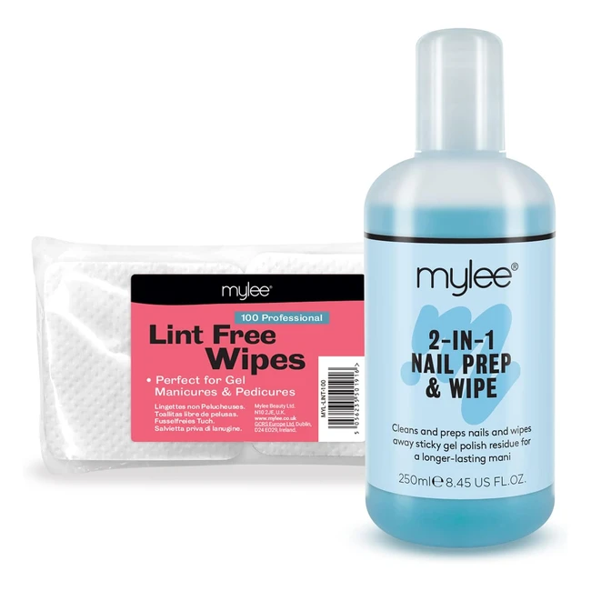 Mylee Gel Prep & Wipe: Residue Cleaner & Remover 250ml - 100x Lint-Free Wipes