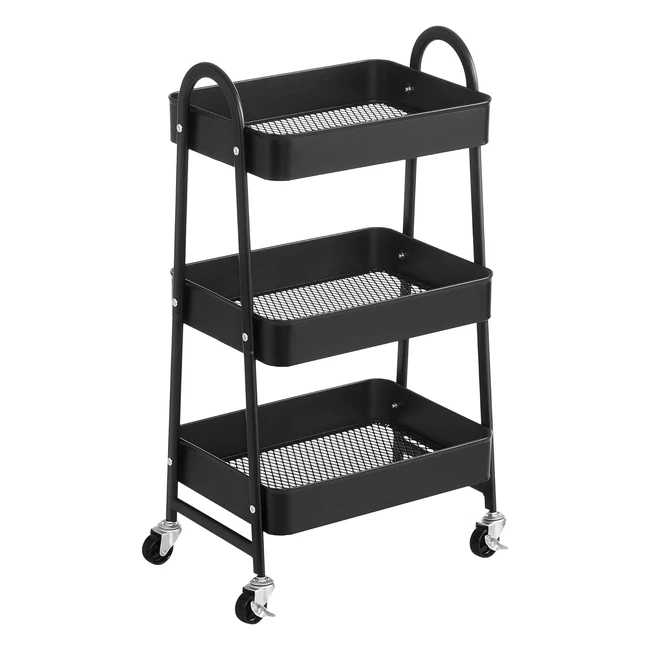 Songmics 3-stufiger Servierwagen Kchenwagen Kchenregal mit Griffen 2 Bremsen