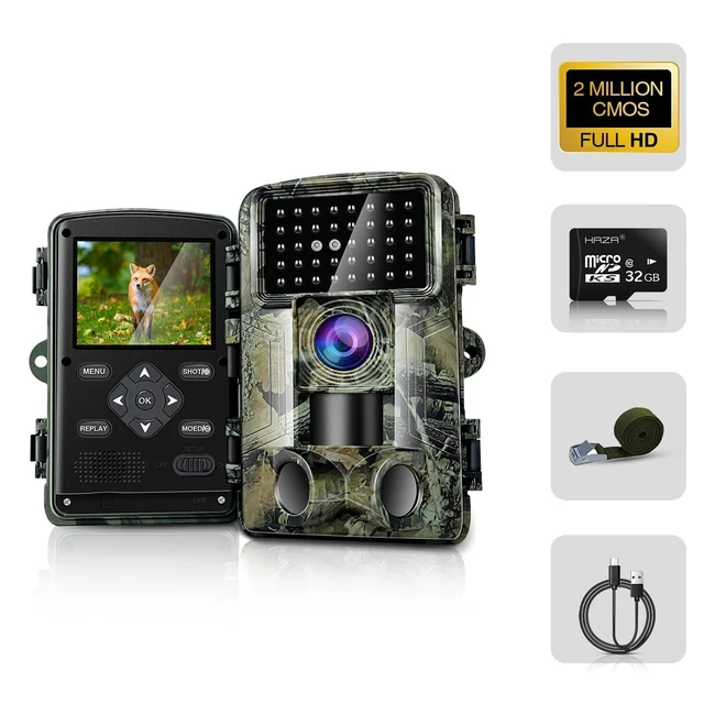Haza Camra de Chasse 27K1580P 58MP Full HD avec Carte SD 32GB - Vision Nocturn