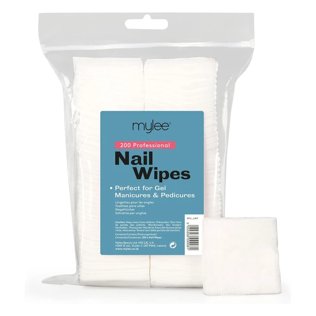 Mylee Lintfree Nail Wipes - Professional Use - Gel Removal Soft Pads - Pack of 200