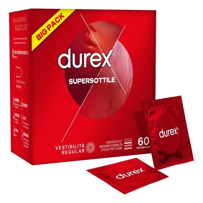 Durex Supersottile Vestibilit Regolare Preservativi Sottili Superbig 60 Profil