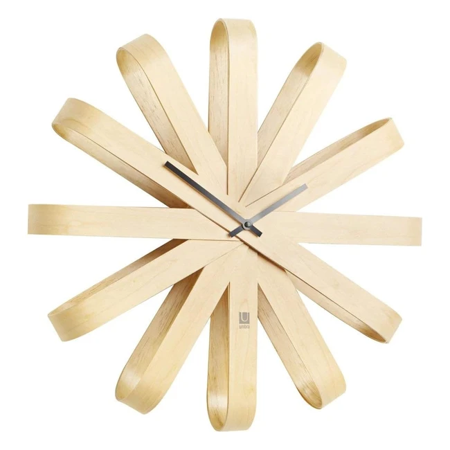 Reloj de Pared Umbra Ribbonwood Natural - Gran Reloj de Pared Moderno