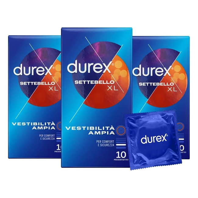 Durex Settebello XL - Preservativi Extra Large - Confezione da 30