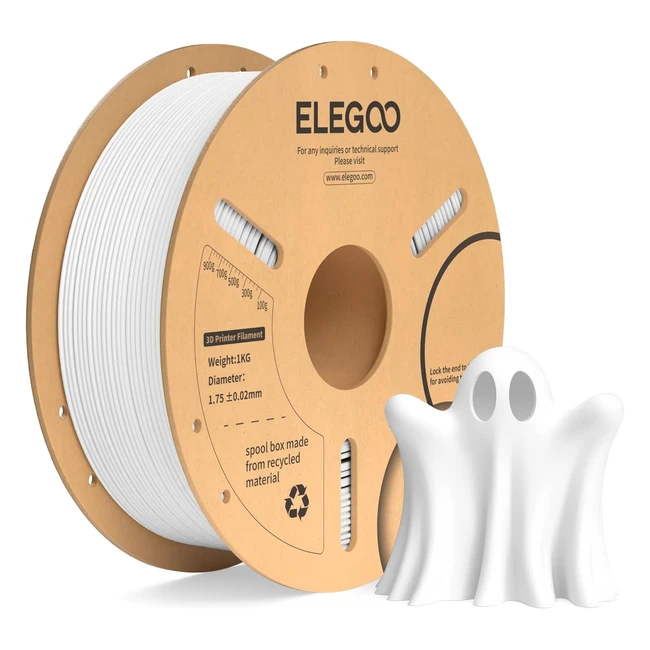 ELEGOO PLA Filament 175mm White 1kg - Tougher  Stronger - 002mm Accuracy