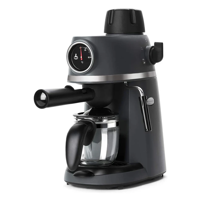 Macchina da caffè a pressione Black+Decker BXCO800E, design moderno, 35 bar, termometro frontale, lancia vapore, brocca in vetro, filtro in acciaio, 800W