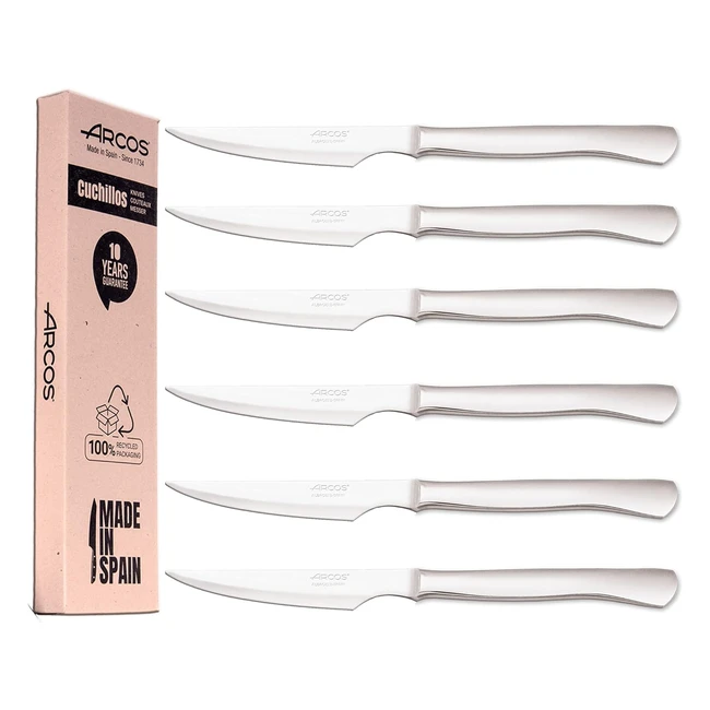 Lot de 6 couteaux steak Arcos en acier inoxydable - Lave-vaisselle - Manche mono