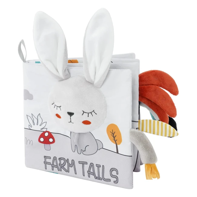 Livre Tissu Bébé Éveil Jouet Éducatif Enfant | Cadeau Naissance Doux Froissé avec Animaux 3D Lapin
