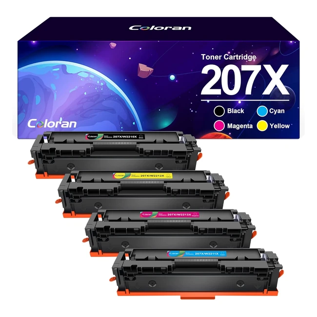 Coloran 207X Toner Cartridges with Chip Replacement for HP 207X 207A 207 - MFP M283FDW M282NW M255DW - 4 Pack