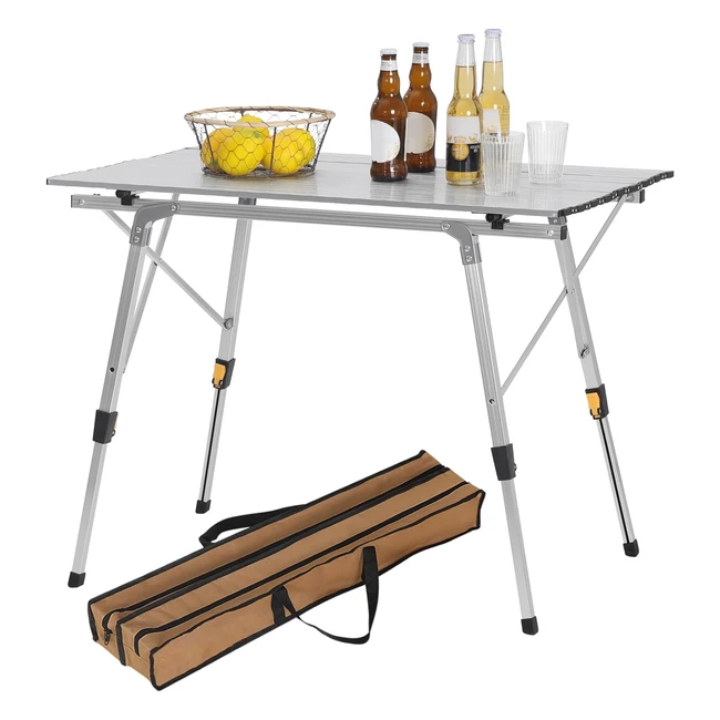 Woltu Camping Table Picnic Table Silver Lightweight Folding Outdoor Garden Balco