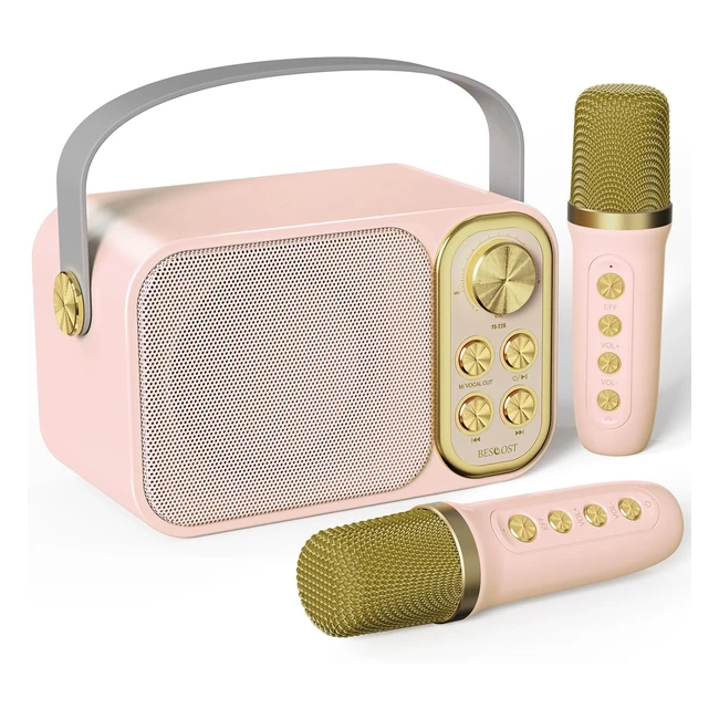 Karaoke Bambini Bescost Professionale Completo - 2 Microfoni Wireless - Cassa Portatile - 7 Effetti Sonori - Idea Regalo Compleanno - Giocattolo Natale 514 Anni