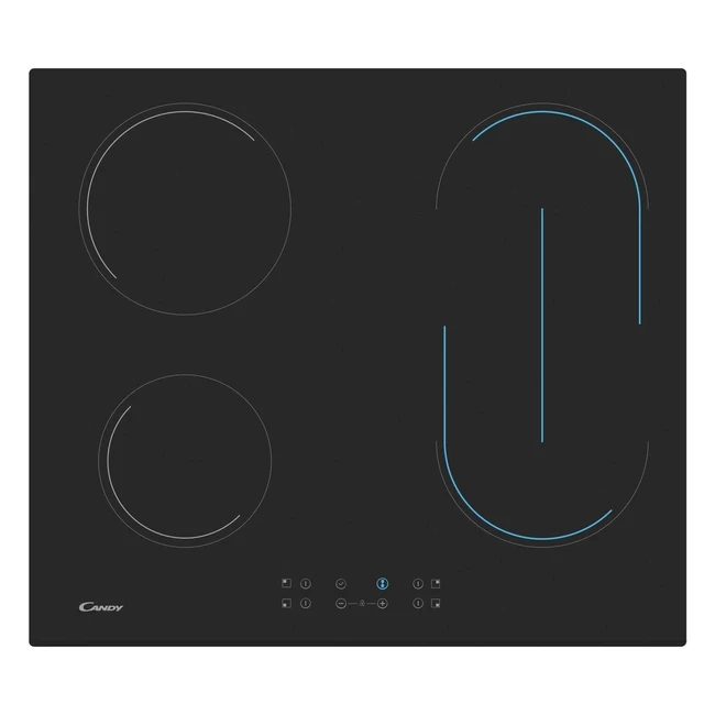 60cm Candy CH64BVT Ceramic Hob - Touch Control, Boosters, Twin Zone, Black Glass
