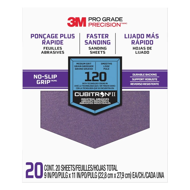 3M Pro Grade Precision Sanding Sheets 120 Grit Medium - 20 Pack