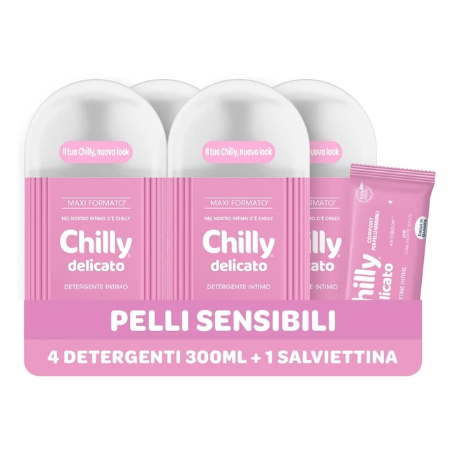 Chilly Detergente Intimo Delicato - Formula Antiodore - Confezione da 4 - 300 ml