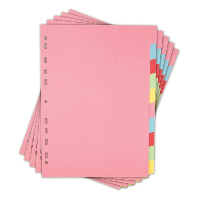 Elba 5 Pack A4 File Dividers - 10 Part Card Folder Dividers