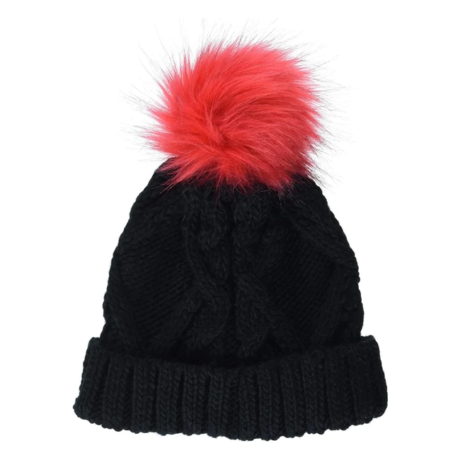 Amazon Essentials Kids Knitted Faux Fur Pom Beanie - Warm  Stylish Hat