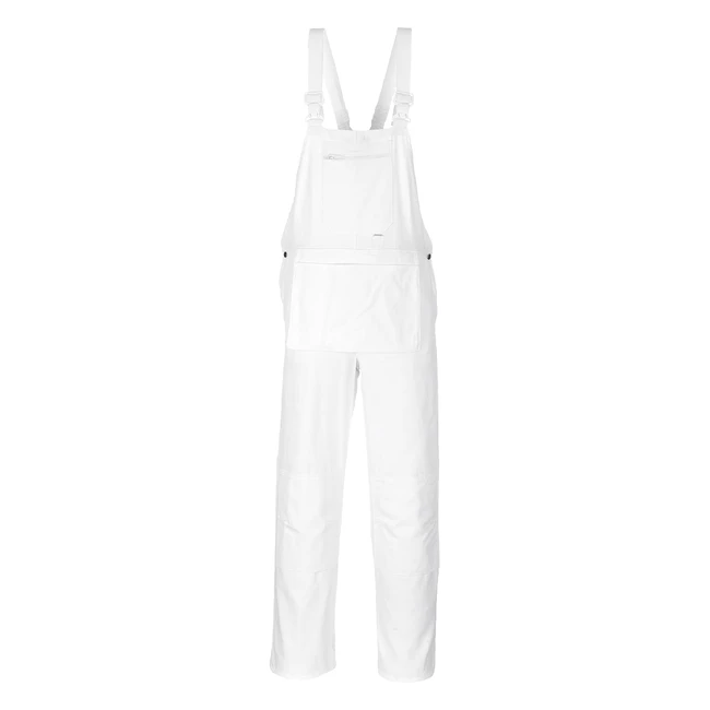 Portwest S810 Bolton Painters Bib and Brace Cotton Overalls - White - Large