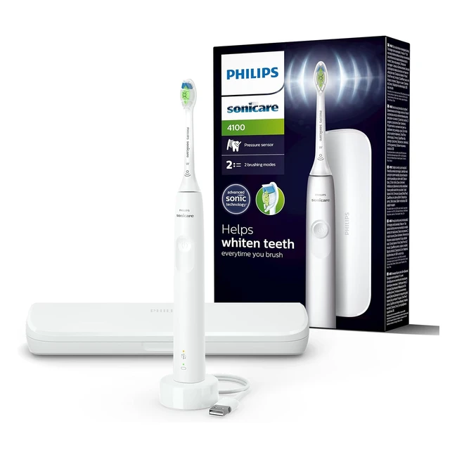Philips Sonicare 4100 Electric Toothbrush for Adults - Whiter Teeth, Gentle Clean - Model HX368333