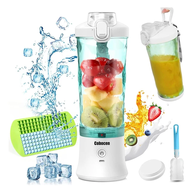 Mixeur Portable Smoothie Cobocen avec 6 Lames - Rechargeable Type C - Idéal pour Cuisine, Bureau, Voyage