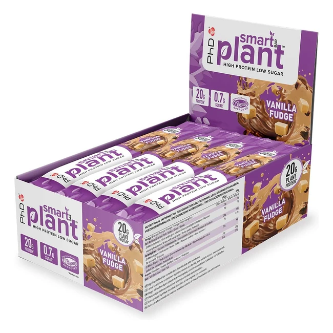 PHD Nutrition Smart Plant Bar - Low Calorie High Protein Vegan Bar - Vanilla Fud