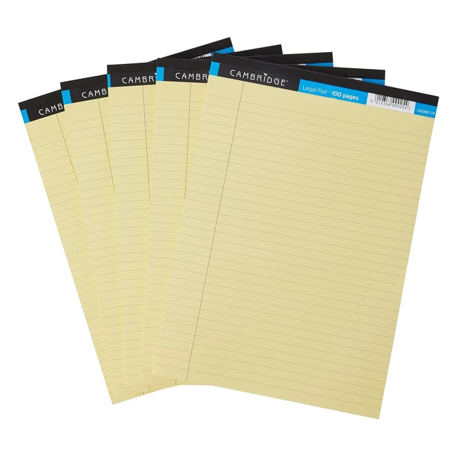 Cambridge A4 Refill Pad - 100 Pages Yellow - Pack of 5 400115984