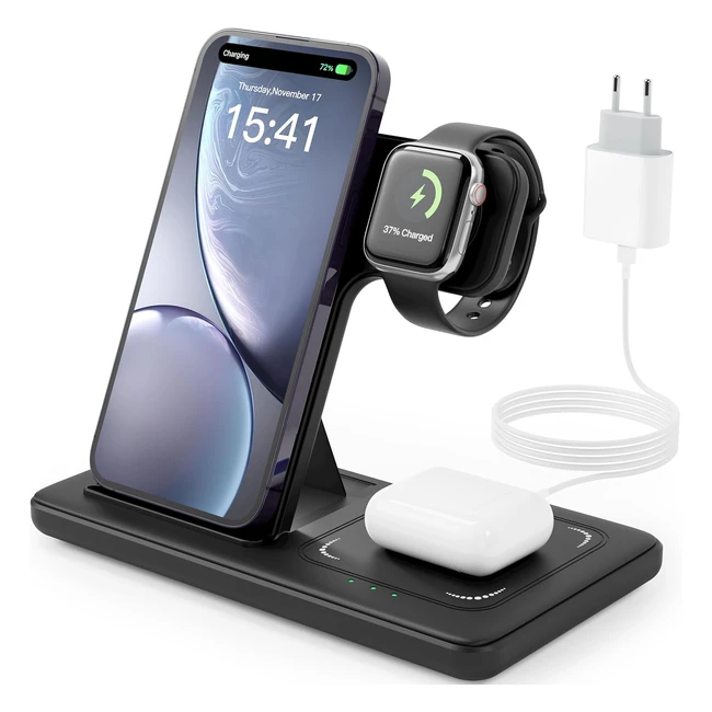 Chargeur Induction 3 en 1 pour iPhone - Ultra 98765432SE Airpods Pro - Station de Charge Sans Fil Luoatip