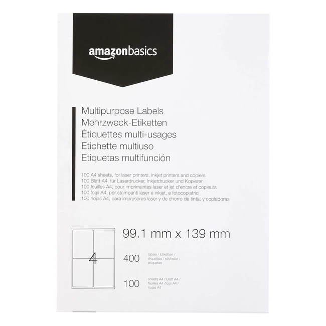 Amazon Basics Rectangular Address Labels - 400 Count - White - 991mm x 139mm