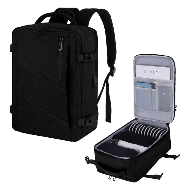 Mochila Viaje Cabina Avión 40x20x25 - Voesld - Negro - Con Puerto USB - 20L