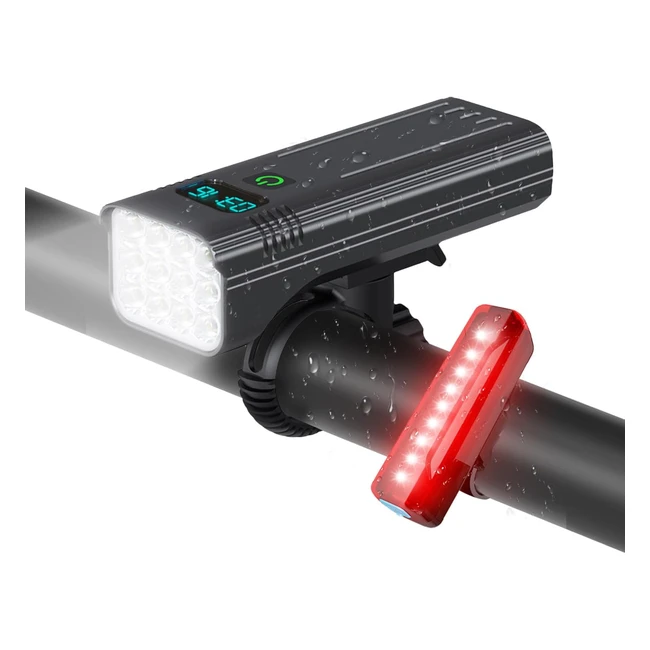 Luces Bicicleta Delanteras y Traseras 2023 | 10000 Lúmenes | 12 LED | IPX5 Impermeable