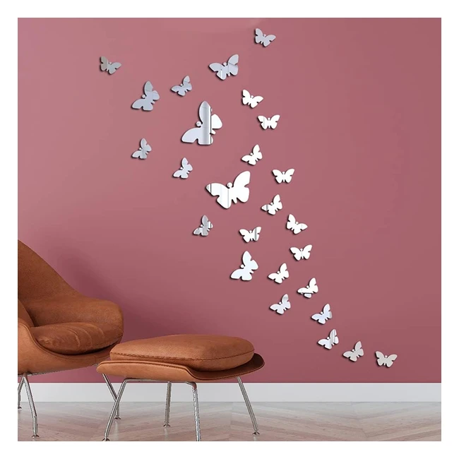 Adesivi murali farfalle 3D specchio a farfalla rimovibili - 25 pezzi