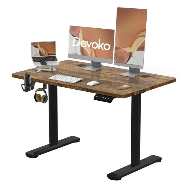 Bureau Assis Debout 120x60cm - Réglable en Hauteur Électrique - 2 Hauteurs de Mémoire