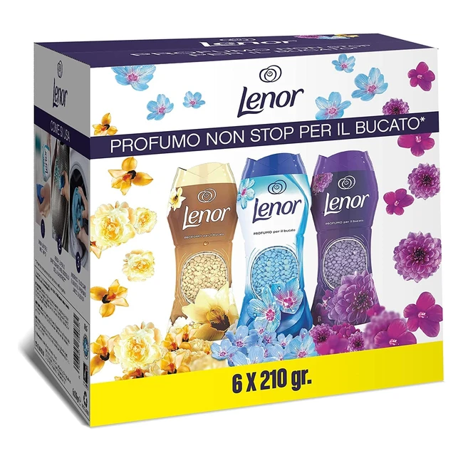 Lenor Profumatore Bucato Perle Profumate Lavatrice 6x210g Oro e Fiori di Vaniglia Risveglio Primaverile