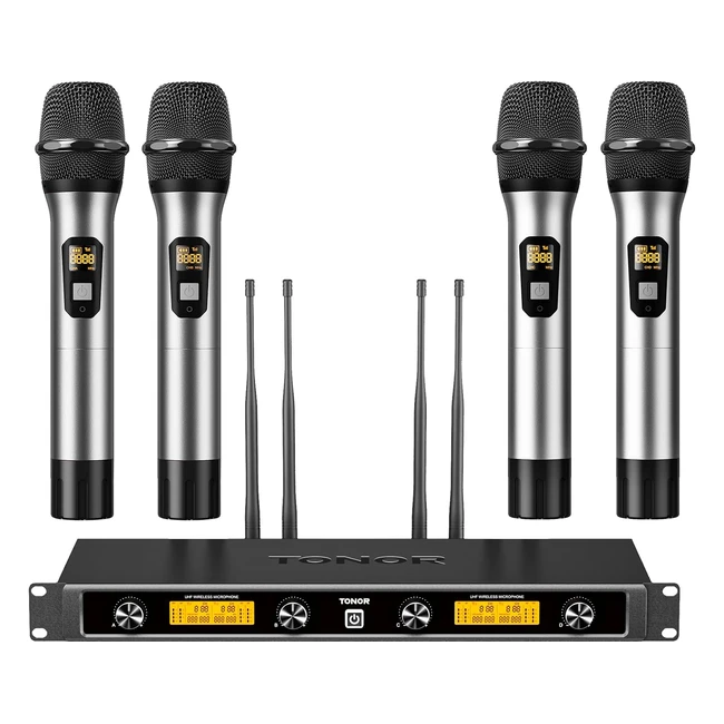 Microphones sans fil TONOR 4x5 canaux mtal 4 antennes - Porte 90m