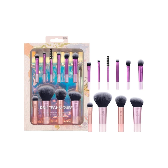 Real Technique Travel Fantasie 10-teiliges Mini-Make-up-Pinselset, ideal für Reisen, Lila