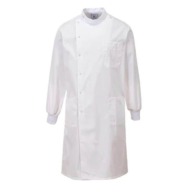 Portwest C865 Stain Resistant Howie Lab Coat Texpel Finish White Large - Knitted